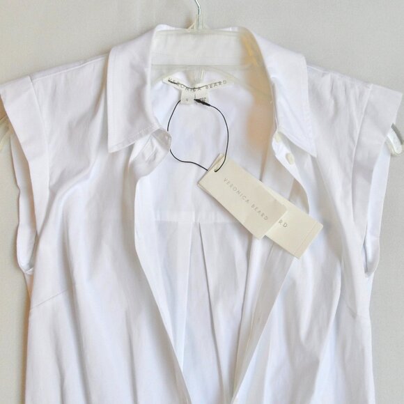 NIB$478 Veronica Beard Bell Stretch-Cotton Bottom Ruched Shirt Dress 0 XS - Picture 12 of 16